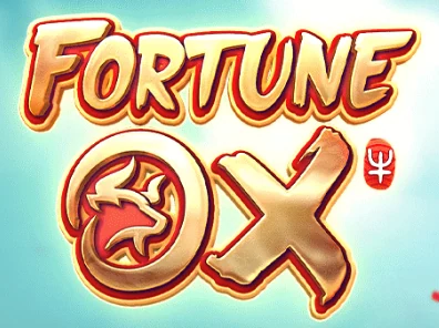 Logotipo Fortune Ox em dourado e vermelho sobre o fundo azul-claro da arte oficial