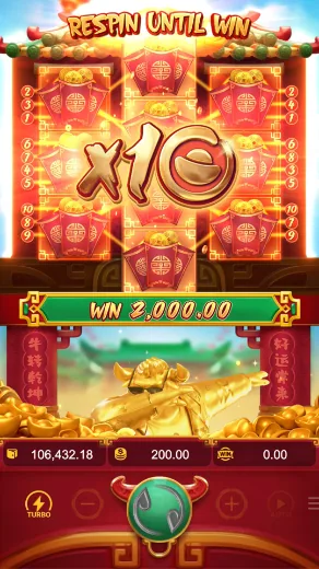 Ilustração oficial da animação x10 sobre os rolos de Fortune Ox